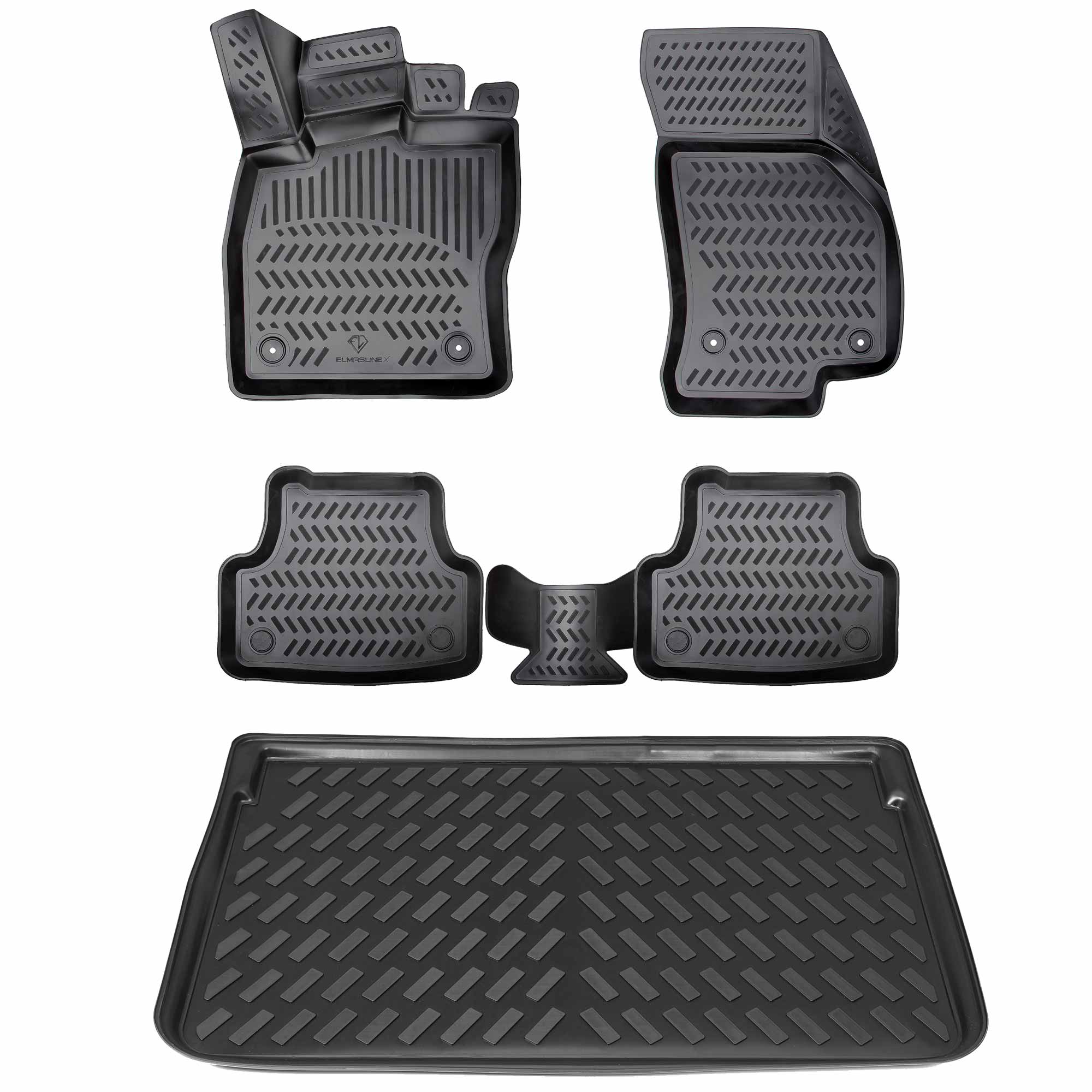 ELMASLINE 3D Gummimatten & Kofferraumwanne Set für AUDI A1 2010 - 2018 (8X)  (oberer Ladeboden)